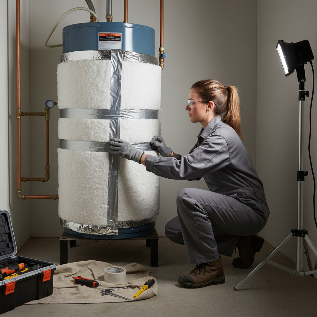 Engineer insulating a traditional tank water heater