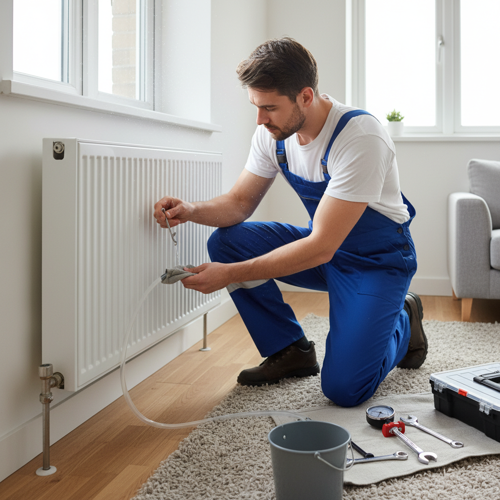 Radiator bleeding to remove trapped air