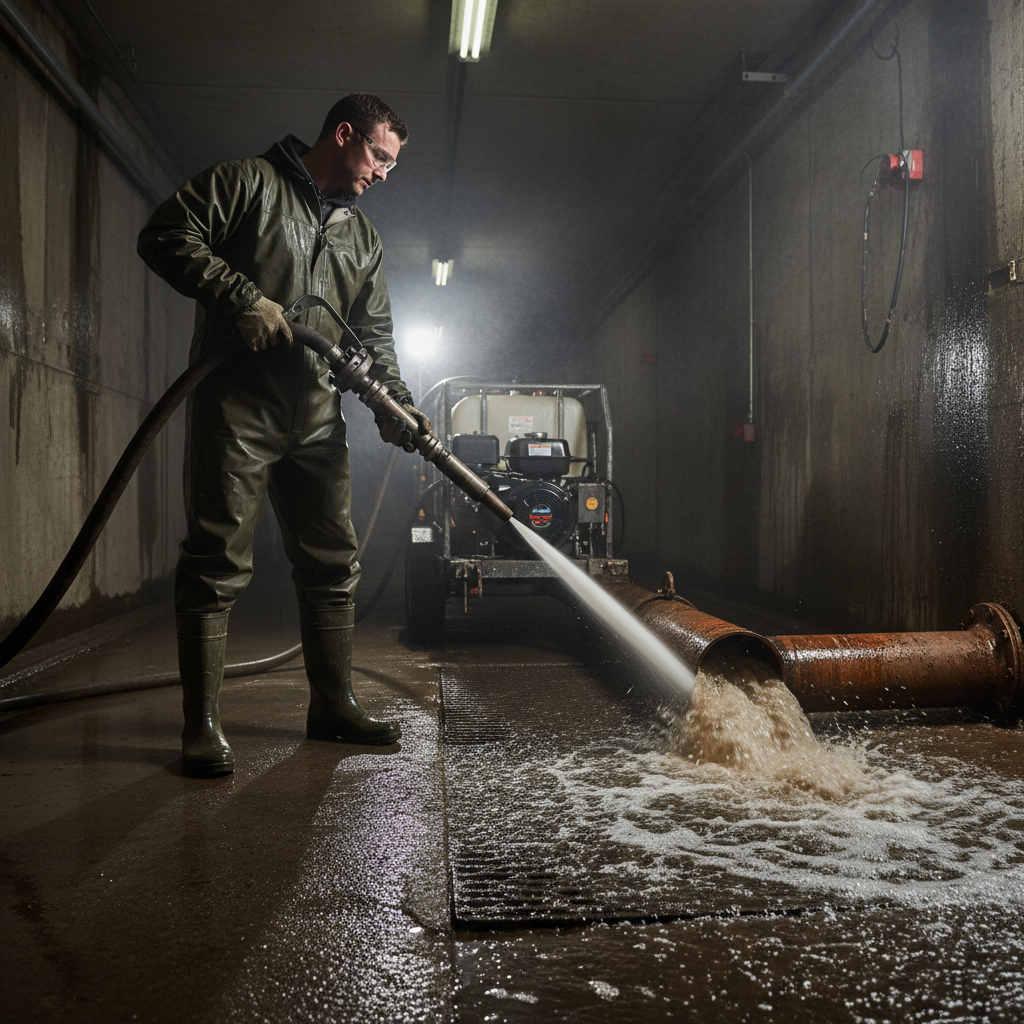 High-Pressure Water Jetting in action