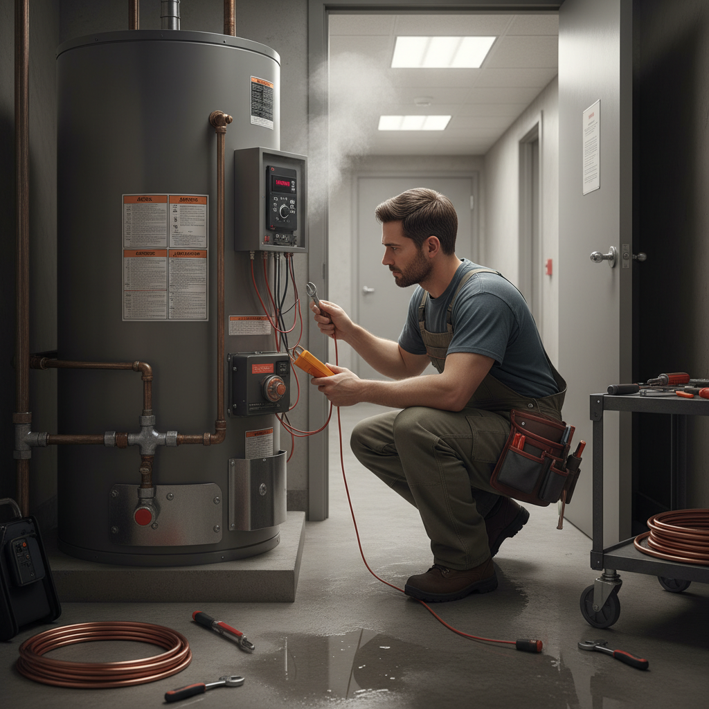 Plumber repairing water heater in Harringay